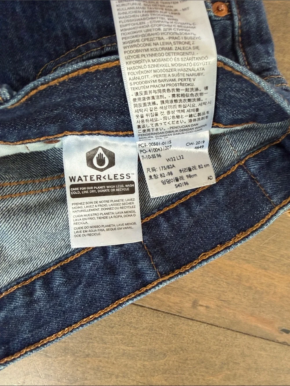 Levi’s 501 Original Straight Leg Waterless Button Fly Denim Blue Jeans